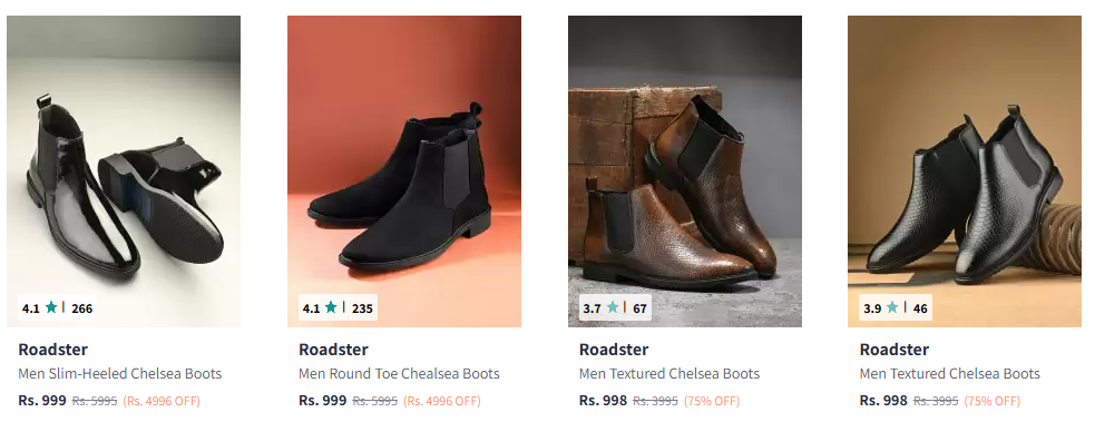 Image of Roadster The Lifestyle Co Men Slim-Heeled Chelsea Boots Starting Price @₹998