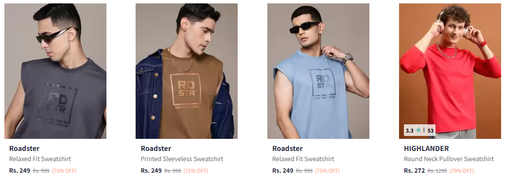 Image of Roadster The Lifestyle Co. Men Sweatshirt up to 83% Discount