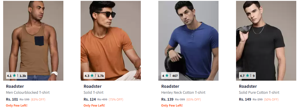 Image of Roadster The Lifestyle Co. Men T-shirt Starting at ₹101