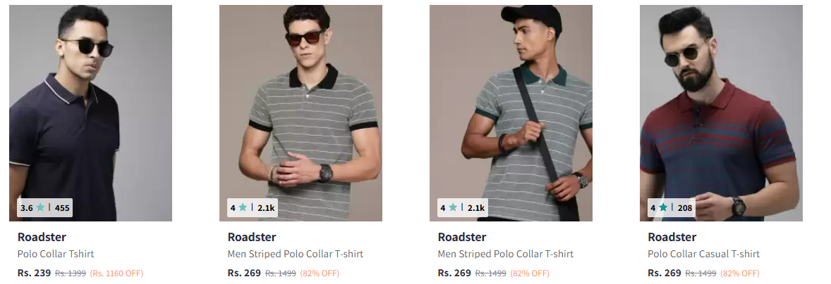 Image of Roadster The Lifestyle Co Polo T-shirt Starting at ₹239