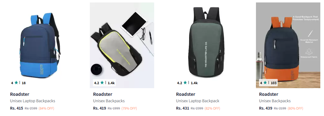 Image of Roadster The Lifestyle Co. Unisex Laptop Backpacks Starting at ₹415