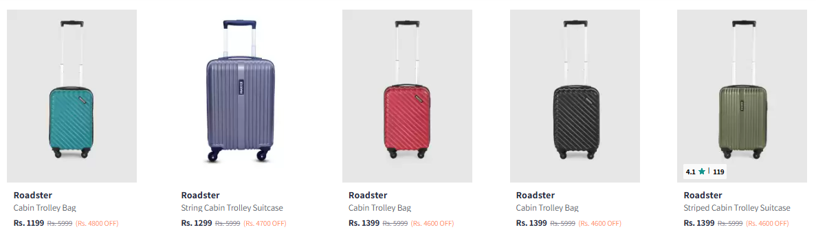 Image of Roadster Trolley Bag minimum 80% Discount