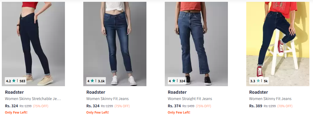 Image of Roadster Women Jeans minimum 75% Discount