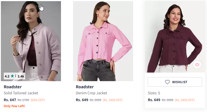 Image of Roadster Women Solid Tailored Jacket Starting Price @ ₹647