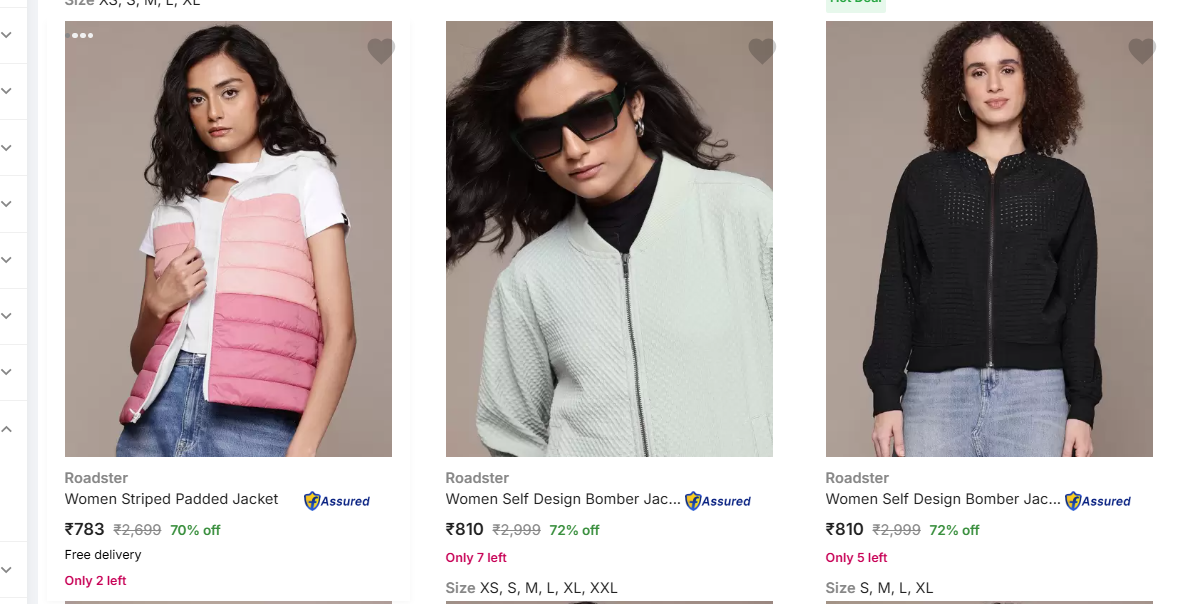 Image of Roadster Women's Jackets Minimum 70% Discount