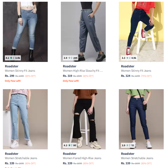 Image of Roadster Women's Jeans Up to 80% Discount