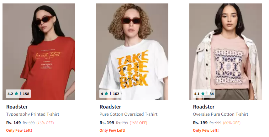 Image of Roadster Women's Oversized T-shirt starting at ₹149