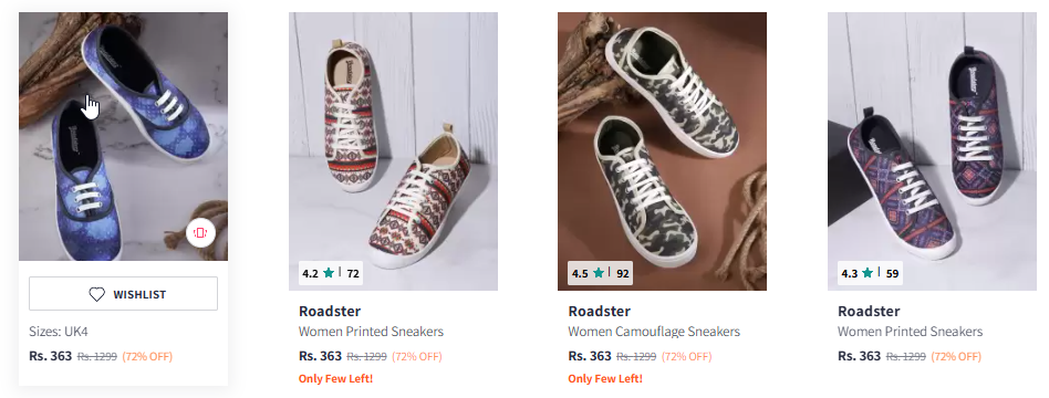 Image of Roadster Women's Sneakers Starting @ ₹363