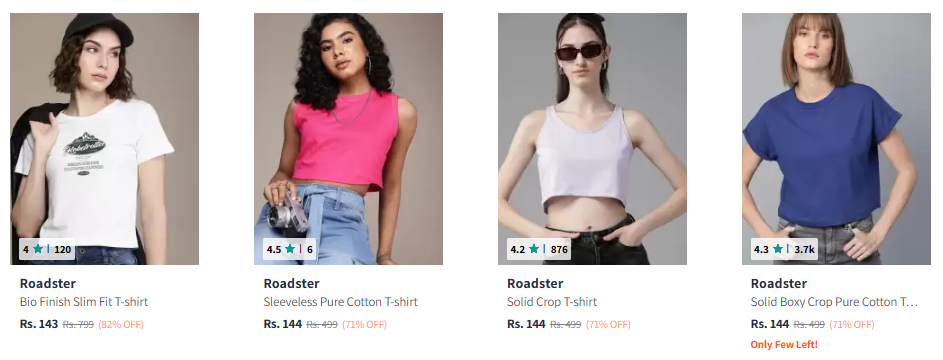 Image of Roadster Women's T-shirt Starting @ ₹139