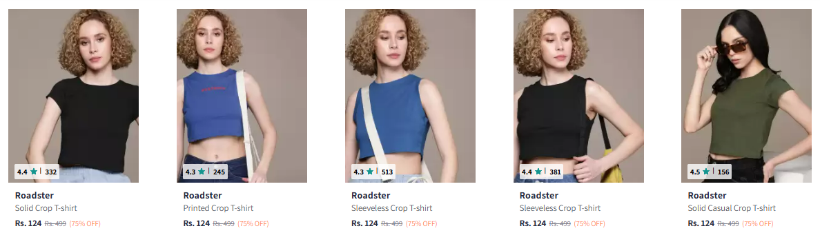 Image of Roadster Women's T-shirts minimum 75% Discount