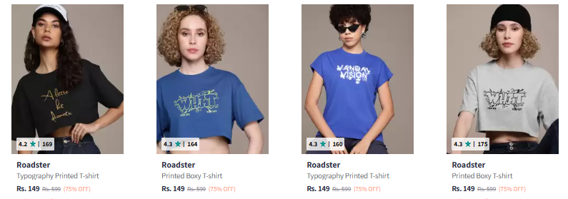 Image of Roadster women's clothing starting at ₹149 