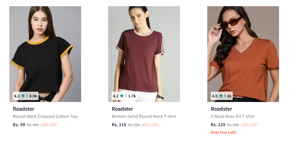 Image of Roadster women tops starting at just ₹99