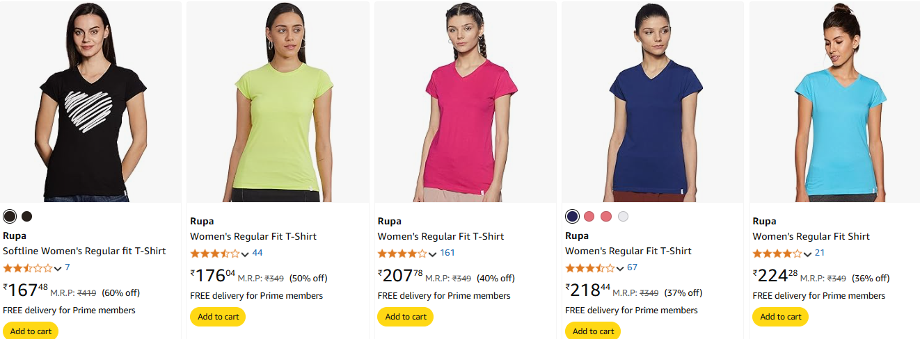 Image of Rupa Softline Women's Regular fit T-Shirt starting @ ₹167 