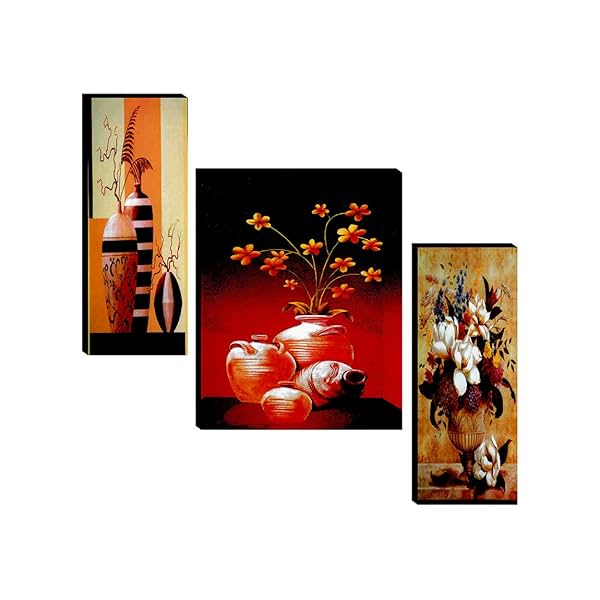 Image of SAF paintings Set Of 3 Preety Floral Pot Wall Painting Home Items