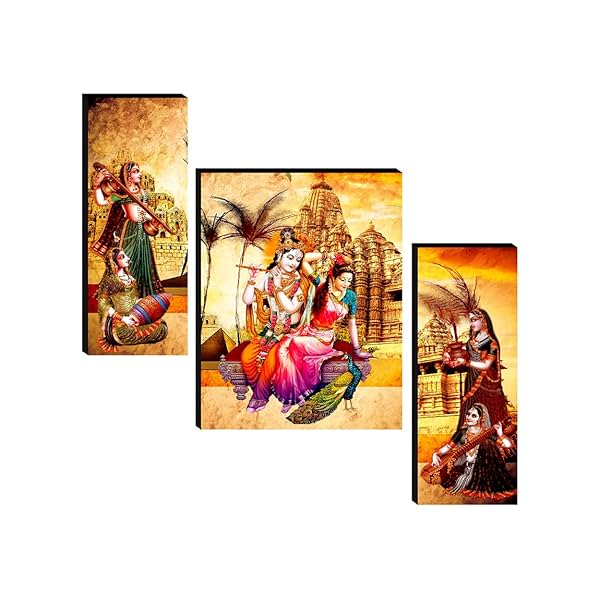 Image of SAF paintings Set of 3 Radha krishna Painting