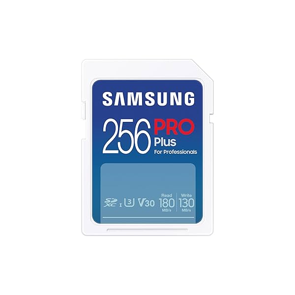 Image of SAMSUNG PRO Plus Full Size 256GB SDXC Memory Card, Up to 180 MB/s, Full HD.