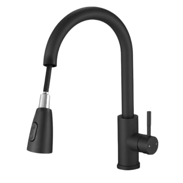 Image of SBD Phoenix Pull-Out Kitchen Sink Faucet (Black, Stainless Steel)