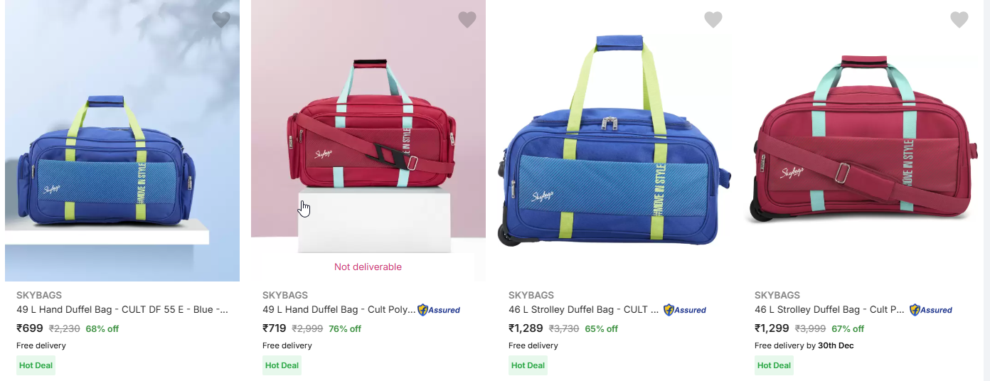 Image of SKYBAGS 49 L Hand Duffel Bag Starting Price @ ₹699