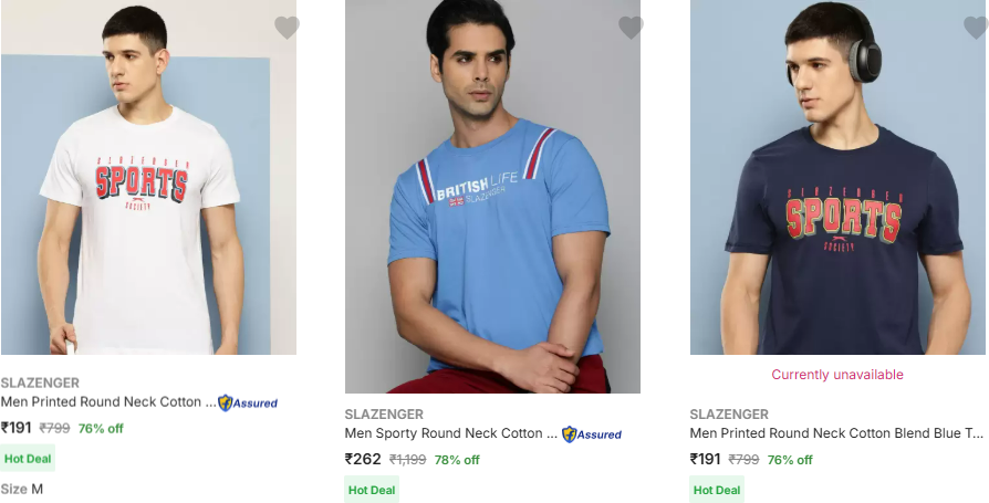 Image of SLAZENGER Men's T-shirt Starting @ ₹191