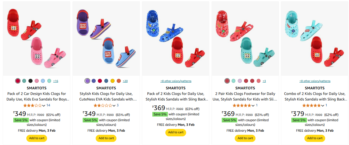 Image of SMARTOTS Kids Clogs Pack of 2 minimum 62% Discount