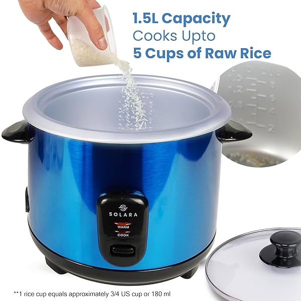 Image of SOLARA Automatic Rice Cooker, Automatic Electric Cooker with Food Steamer