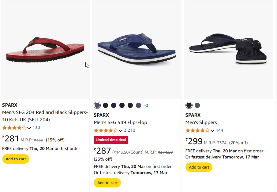 Image of SPARX Men's Slippers Starting Price At ₹281