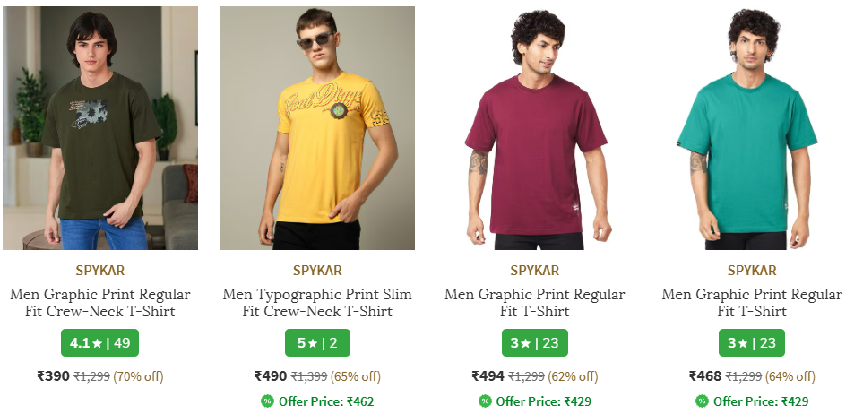 Image of SPYKAR Men's T-Shirt at 50%-80% Discount 