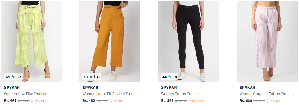 Image of SPYKAR Women Checked Trousers at 70%-79% Discount 