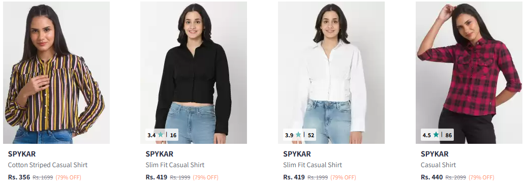 Image of SPYKAR Women Cotton Casual Shirt at Minimum 70% Discount