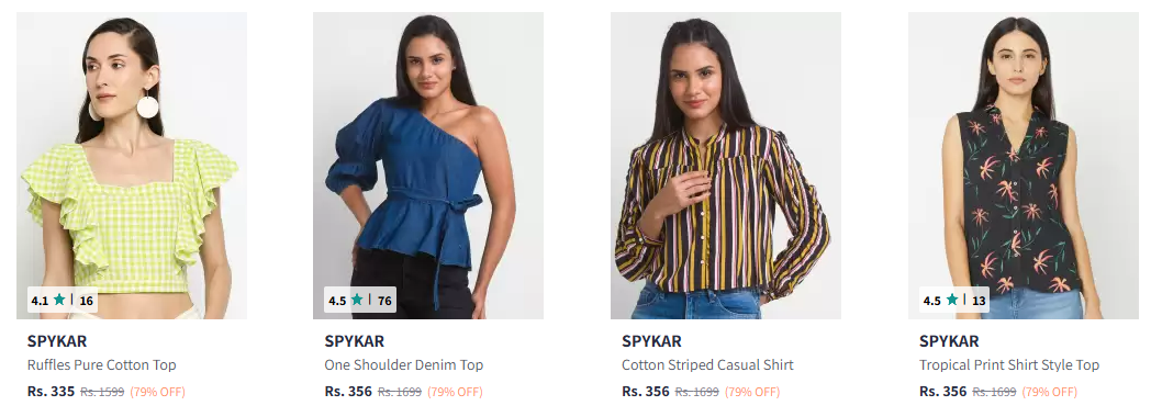 Image of SPYKAR Women's Crop Top at Minimum 70% Discount 