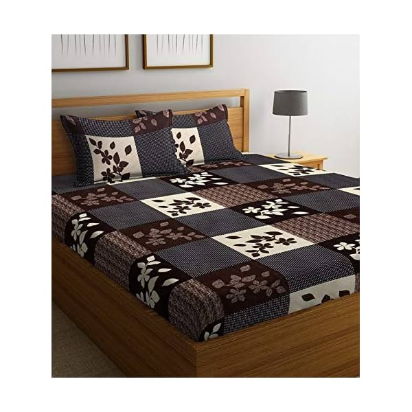 Image of STARNSTYLE Polycotton 220 TC Floral Printed King Size Double Bedsheet with 2 Pillow Covers