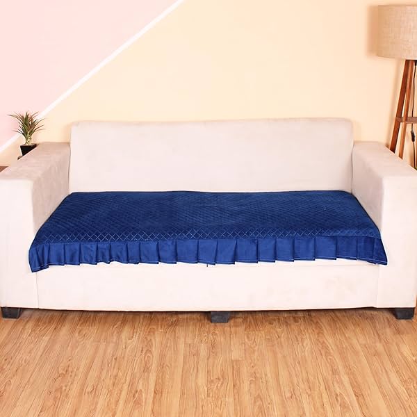 Image of STITCHNEST 1 Seater Quilted Velvet Sofa Cover