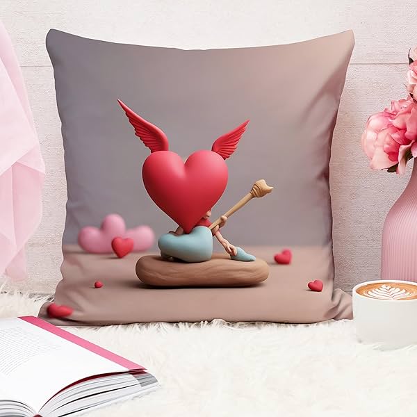 Image of STITCHNEST Gift for Boyfriend Girlfriend Husband Wife Couples Girls Boys Printed Jute Cushion Cover