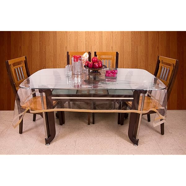 Image of STITCHNEST PVC Transparent Dining Table Cover (40x60 Inches)