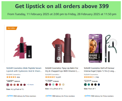 Image of SUGAR Cosmetics Loot : product worth ₹599 Free on order of ₹399