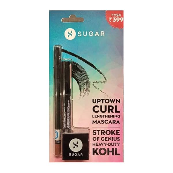 Image of SUGAR Cosmetics Stroke Of Genius Heavy-Duty Kohl + Uptown Curl Lengthening Mascara Blister