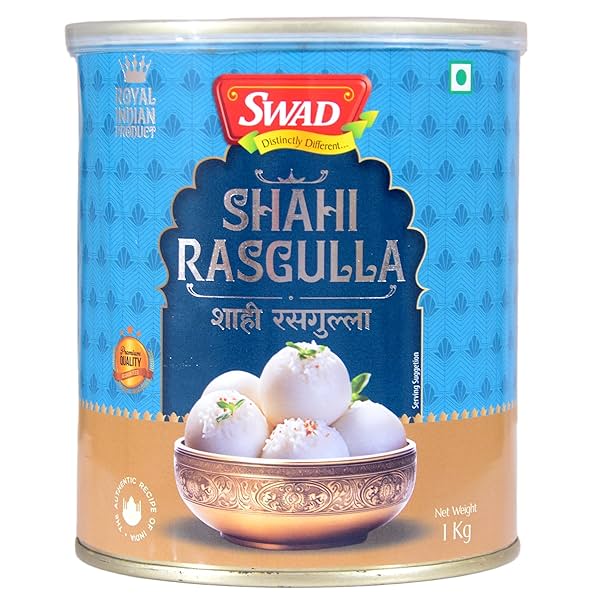 Image of SWAD Shahi Rasgulla 1kg Tin | Traditional Bengali Sweets | Soft, Spongy.