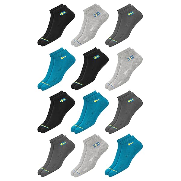 Image of SWAGR 12 Pairs Solid Cotton Ankle Socks for Men Women, Pack of 12