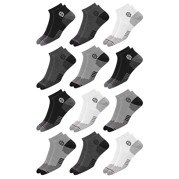 Image of SWAGR 12 Pairs Sports Cotton Ankle Socks for Men, Pack of 12.