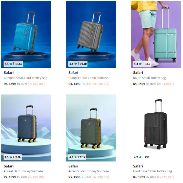 Image of Safari Brand Trolley & Luggage Bags @ Minimum 70% Discount