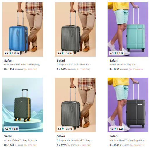 Image of Safari Brand Trolley & Luggage Bags @ Starting ₹1499