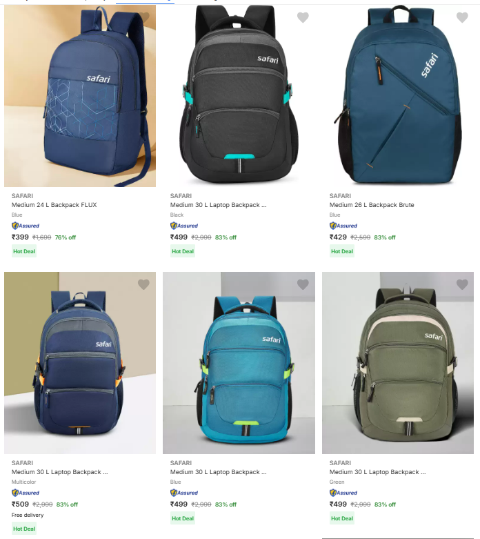 Image of Safari Brand backpack @ Minimum 75% Discount