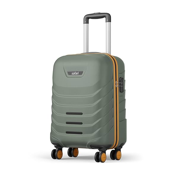 Image of Safari Crescent 8 Wheels 56cm Small Cabin Trolley Bag Hard Case Polycarbonate 360 Degree Wheeling System Luggage,