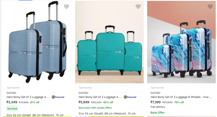 Image of Safari Suitcase and Trollybag Minimum 70% Discount