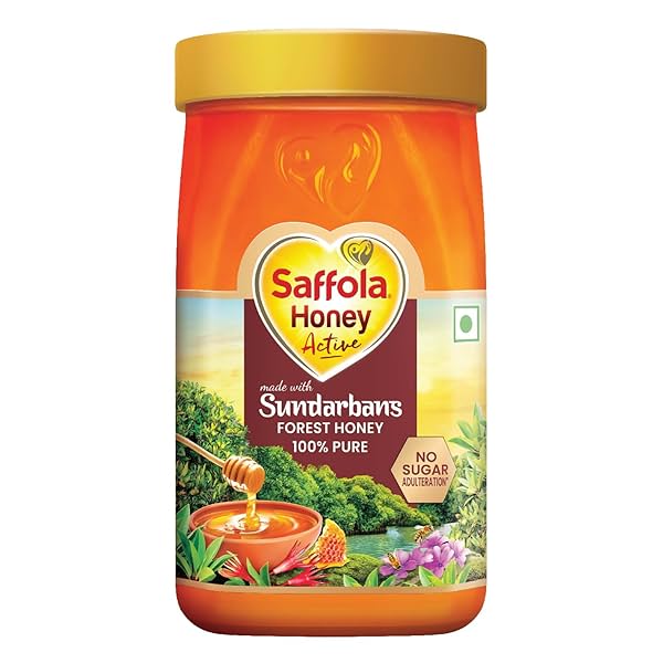 Image of Saffola Honey Active, Made with Sundarban Forest Honey, 100% Pure Honey, No sugar adulteration, 1Kg