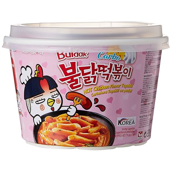 Image of Samyang Nut Free Hot Chicken Carbonara Topokki, 179g pouch.