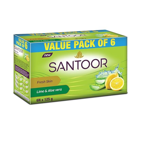 Image of Santoor Fresh Skin Aloe Vera & Lime Bathing Soap with Nourishing & Anti-Aging P