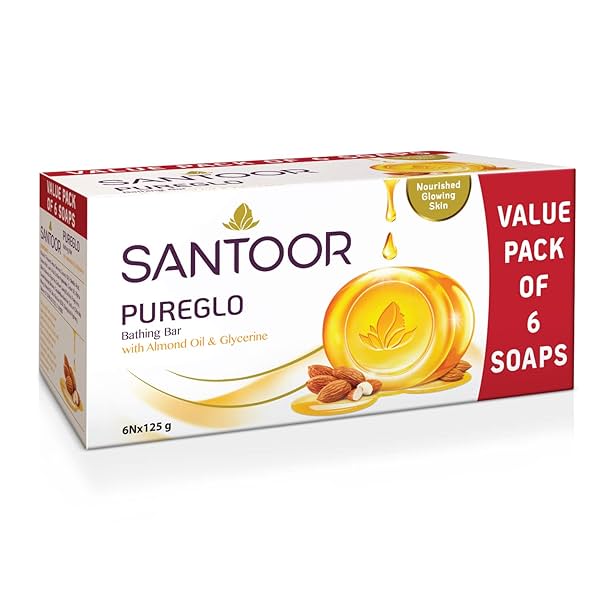 Image of Santoor PureGlo Glycerine Soap (Pack of 6)