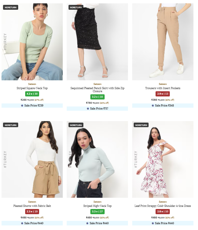 Image of Sateen Brand Women's Clothing @ Minimum 80% Discount