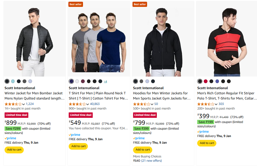 Image of Scott International Men's Fashion Clothes Minimum 70% Discount